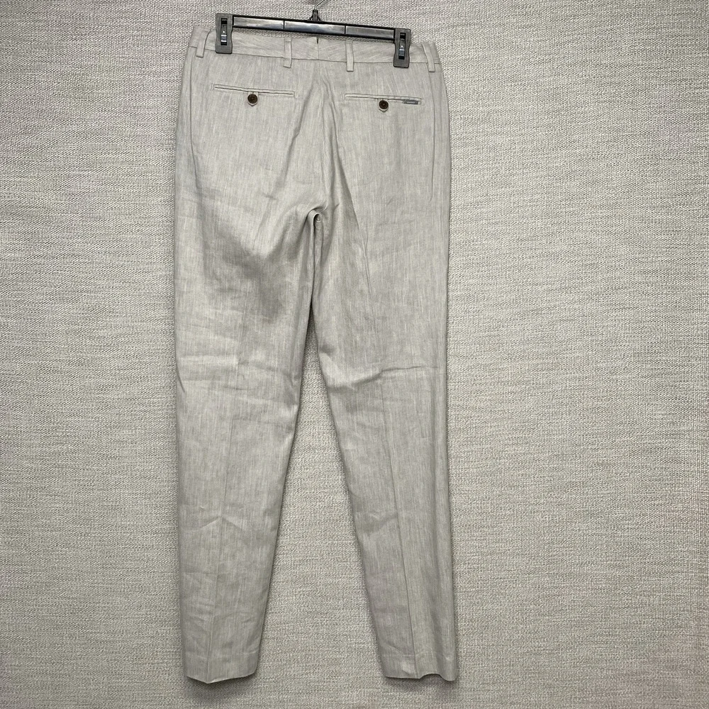 Bonobos Linen Pants 29x32 Slim Profilo Flat Front Off White Gray